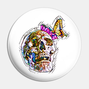 Skull Butterfly Mosaic Art Pin