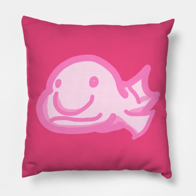 Blobfish in pink Pillow by themanyartsofknight