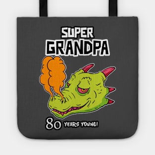 Dinosaur Super Grandpa 80 Years Young Funny 80th Birthday Gift Tote