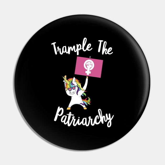 Feminist Unicorn Trample The Patriarchy Activist Flag Resist Pin by Shirtsurf