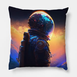 Astronaut World Discovery Painting Human Universe Pillow