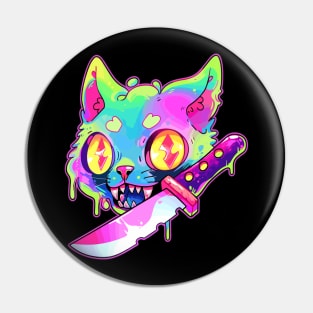 Psychedelic Rave Cat EDM Trippy Festival Pin