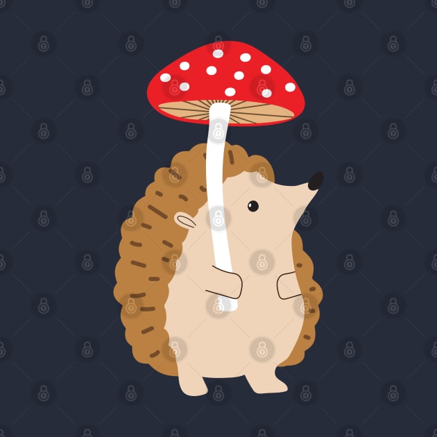 Hedgehog holding a mushroom by Jennifer Ladd