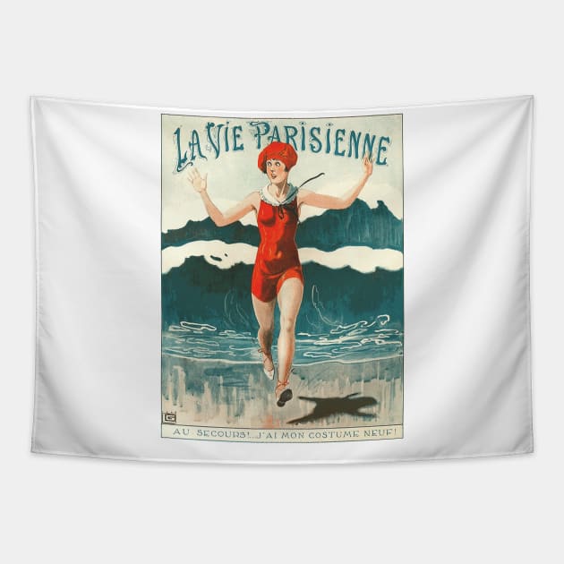 Vintage La Vie Parisienne Illustration - The Wave Tapestry by Naves