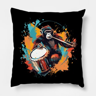 Monkey Playing Drums Pillow