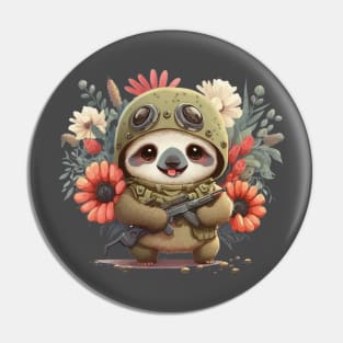 The flowery soldier as a sloth armed and ready for peace Pin