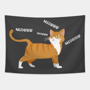 cat orange cute vector cartoon meow Tapestry