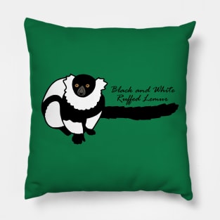 Kizzy B&W Ruffed Lemur w/ Common Name Pillow