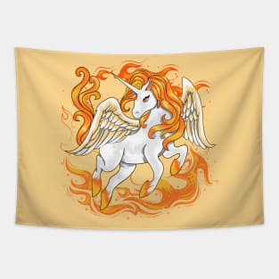 Fiery Unicorn Pegasus Pony Tapestry