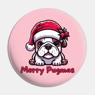 Merry Pugmas Funny Christmas Pug Dog Pet Puppy Xmas Secret  Santa Pin