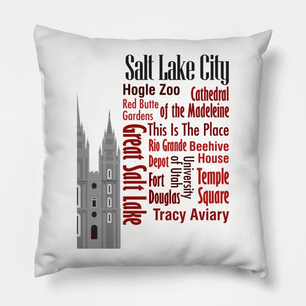 Sights of Salt Lake City Pillow by photokapi