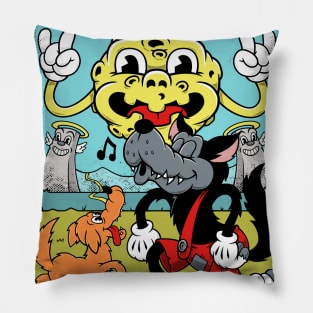 The Moon - Mystical Medleys - Vintage Rubber Hose Cartoon Tarot Pillow