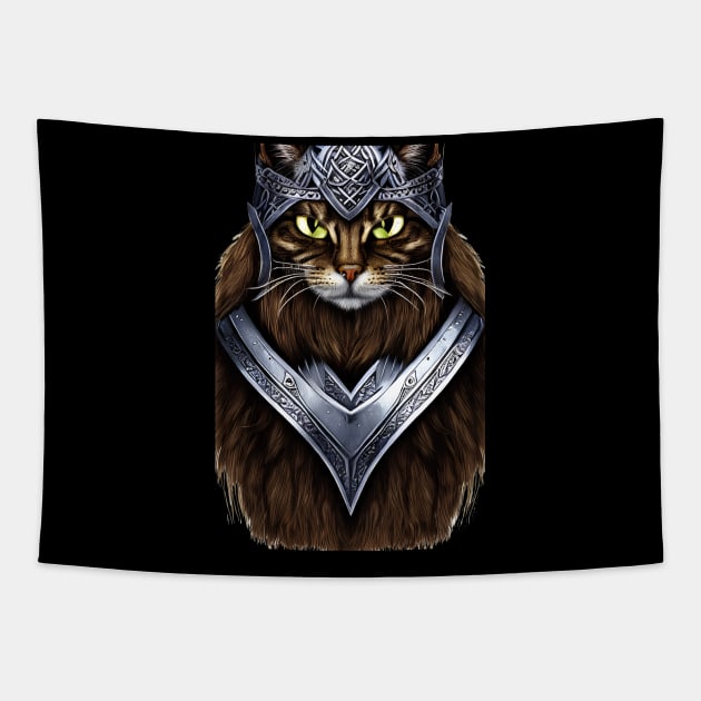 Viking Cat in Armour Tapestry by ArtisticCorner