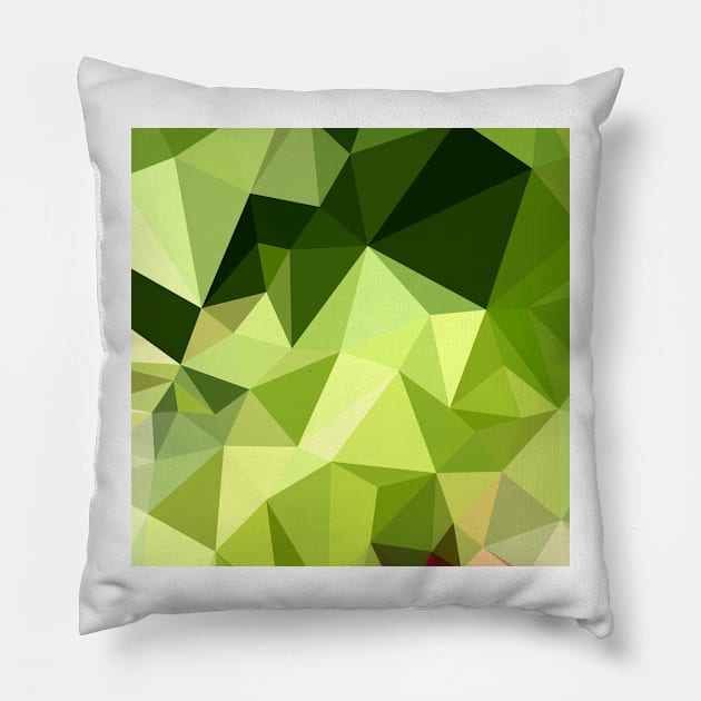 Electric Lime Green Abstract Low Polygon Background Pillow by retrovectors