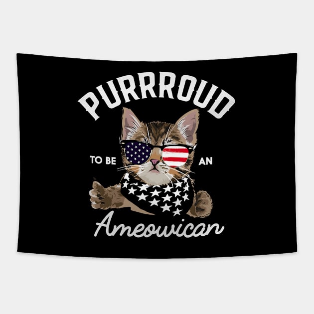 Proud To Be An Ameowican- American Cat Person Gift Tapestry by meowstudio