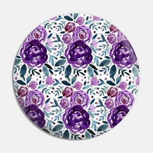 Watercolor roses bouquet pattern - purple Pin