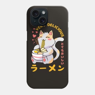 Cute Cat Eating Ramen Noodles - Kawaii Style Phone Case