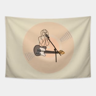 Vinyl - Singer + guitarist minimalist line art Tapestry