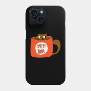 cat coffee time cup Phone Case