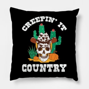 Creepin’ it Country Western Skeleton Pillow