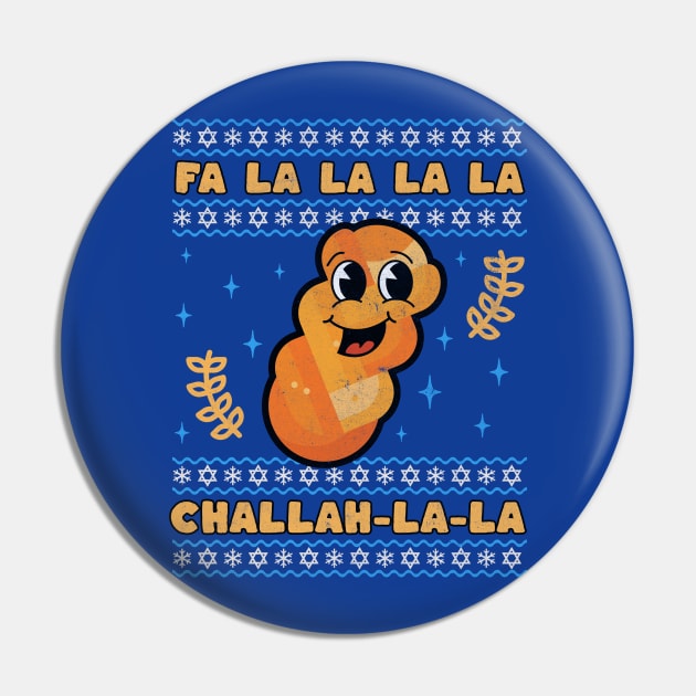 Ugly Hanukkah Sweater Fa La La Challah Ugly Christmas Sweater Chrismukkah Gift Pin by PUFFYP