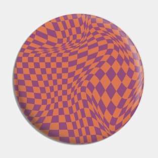 Checkerboard Pattern - Purple Orange Pin