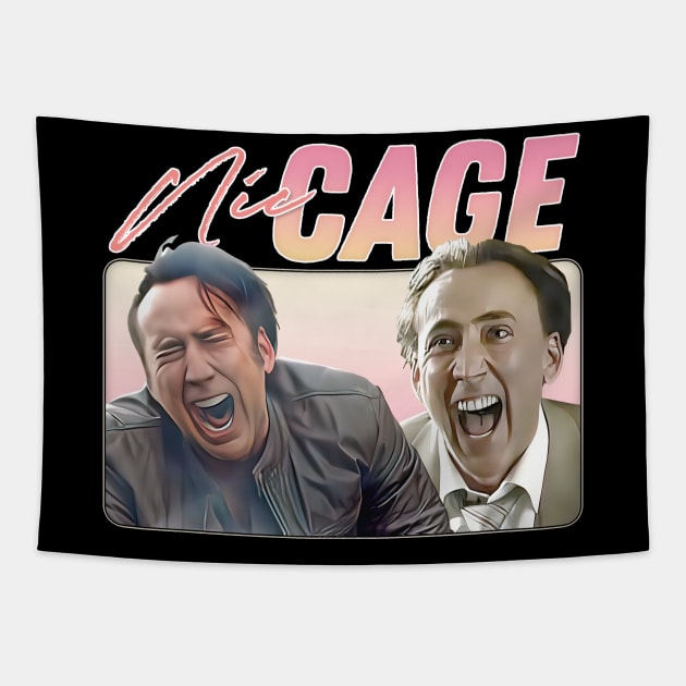 Crazy Nic Cage / Retro Aesthetic Fan Design Tapestry by DankFutura