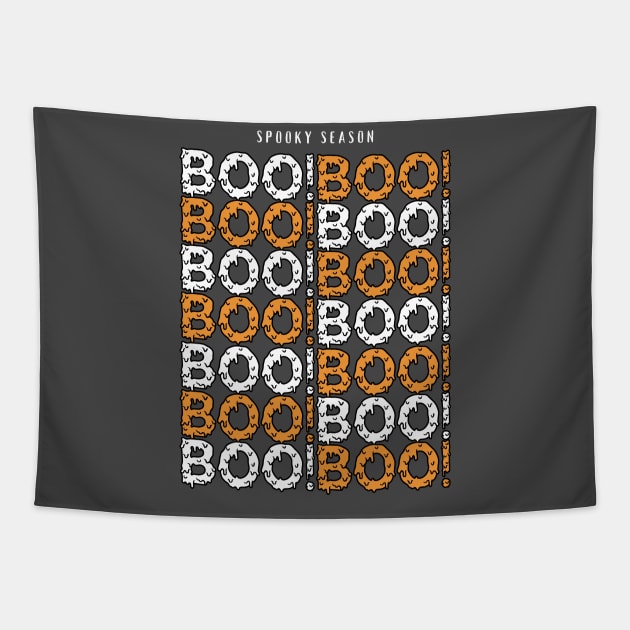 Elegant Hauntings: Spooky Season Boo! Tapestry by neverland-gifts