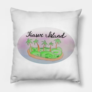 Fraser Island watercolor Island travel, beach, sea and palm trees. Holidays and vacation, summer and relaxation Pillow