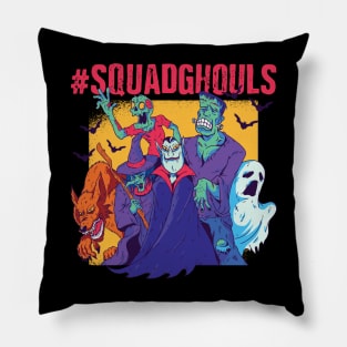 #SquadGhouls Funny Halloween Monsters Pillow