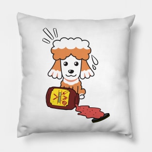 Funny Poodle Spills a jar of BBQ Sauce Pillow