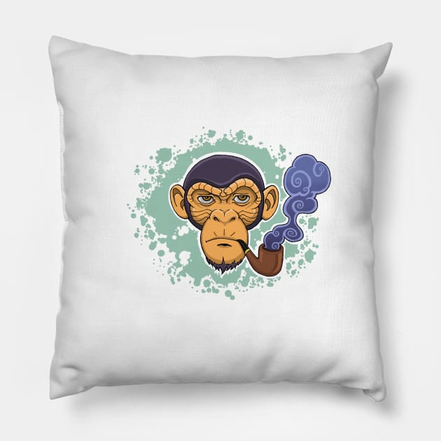 Smoking Chimp Pillow by Jspirit