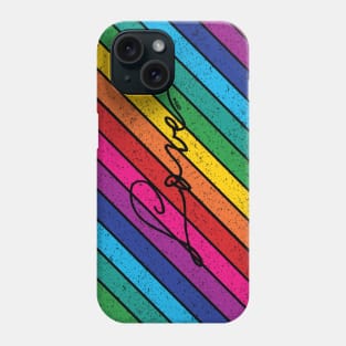 Retro Diagonal Rainbow Stripes Love Phone Case