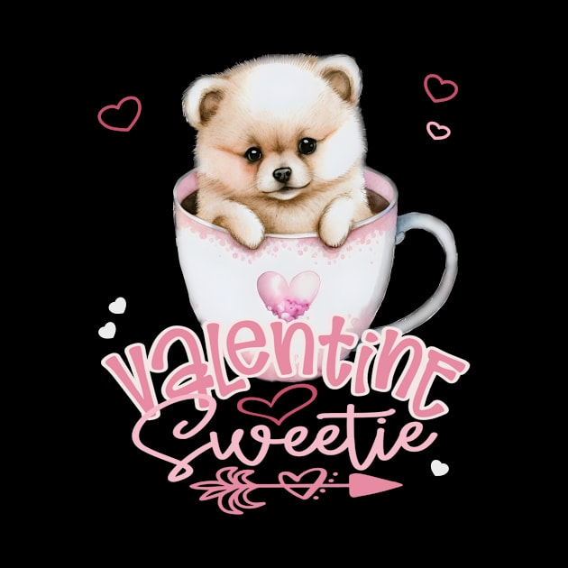 Puppy In A Cup Adorable Valentine Sweetie With Hearts by Kimmicsts