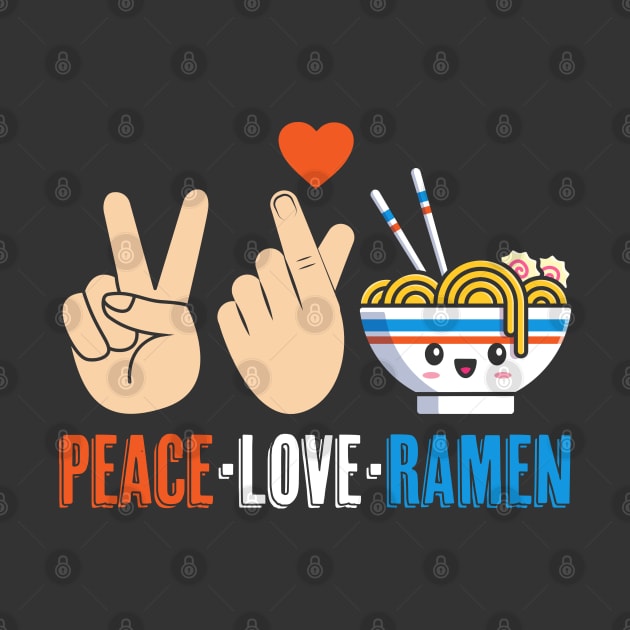 Peace Love Ramen Cute Kawaii Noodles by Wasabi Snake