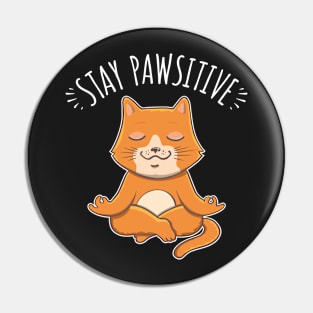 Stay Pawsitive Yoga Cat Pin