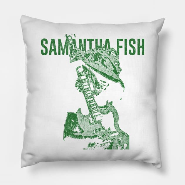 samantha Fish #2 // green solid style Pillow by Loreatees