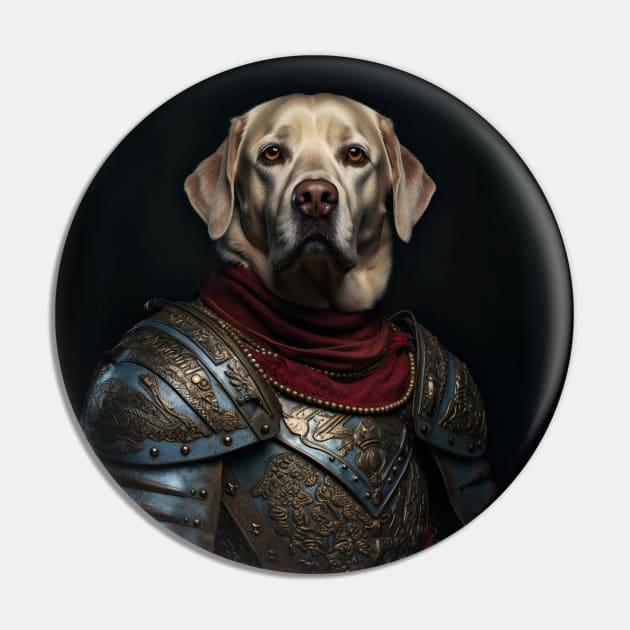 Stalwart Yellow Labrador Retriever - Medieval English Knight Pin by HUH? Designs