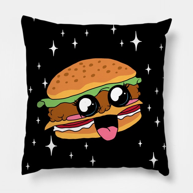 Kawaii Hamburger Pillow by valentinahramov