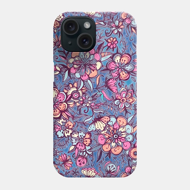 Sweet Spring Floral - soft indigo & candy pastels Phone Case by micklyn