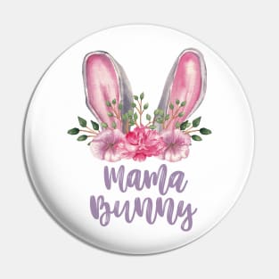 Mama Bunny Watercolor Bunny Ears with Pink and Purple Pin