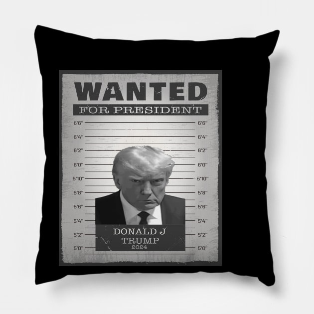 Donald Trump Wanted For President 2024 Pillow by Imou designs