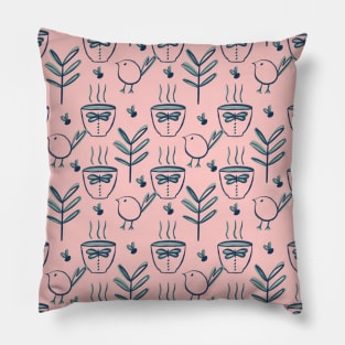 Cup of Green Tea (Blue & Pink) Pillow