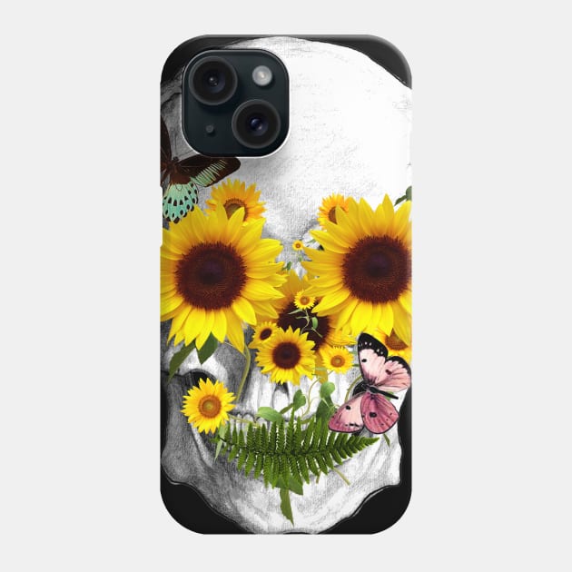 Sage Tribe Skull With sunflowers Phone Case by Collagedream