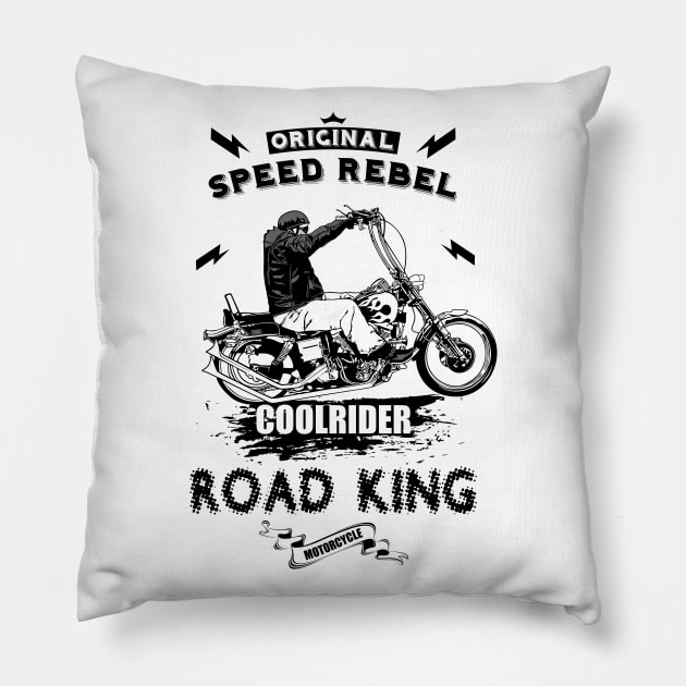 Original Speed Rebel Coolrider Road King T-shirt Pillow by Ben Foumen