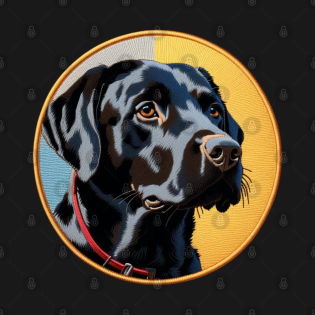 Black Lab Embroidered Patch by Xie