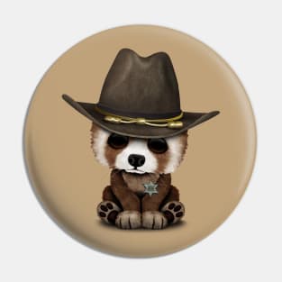 Cute Baby Red Panda Sheriff Pin