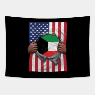 Kuwait Flag American Flag Ripped - Gift for Kuwaiti From Kuwait Tapestry