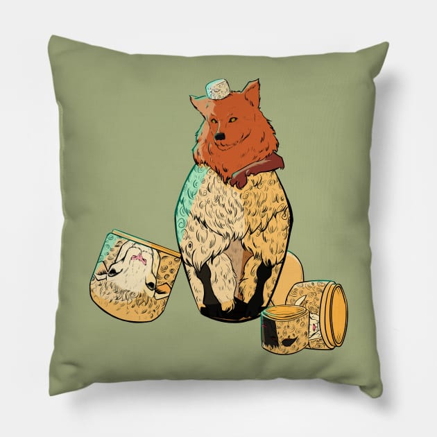 Wolf in sheep's clothing Pillow by ruhefuchs