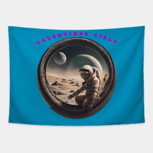 Galentine girl entering space capsule Tapestry